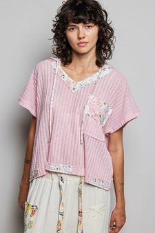 POL Short Sleeve Hooded Top with Back-Open Detail