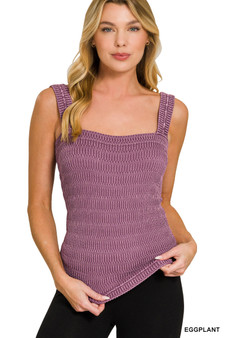 Zenana Seamless Winkle Stone Washed Tank Top