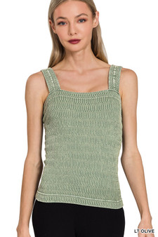Zenana Seamless Winkle Stone Washed Tank Top