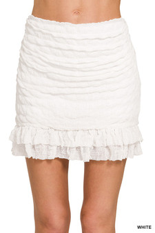 Zenana Ruched Mini Skirt with Built in Shorts