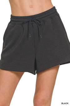 Zenana Scuba Elastic Waistband Shorts With Pocket