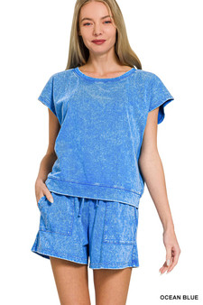 Zenana Premium Cotton Washed Sleeveless Top & Shorts Set