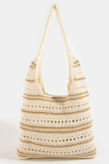 Fame Two Tone Stripe Straw Tote Bag