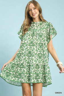 Umgee Abstract Print Babydoll Mini Dress