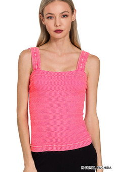 Zenana Seamless Winkle Stone Washed Tank Top