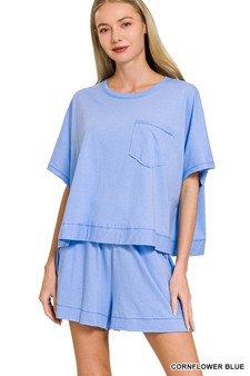 Zenana Exposed Seam Boxy Top & Shorts Set
