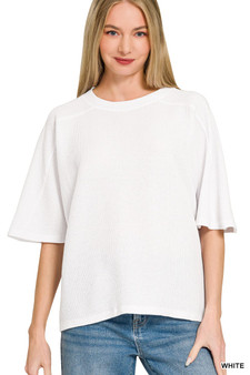 Zenana Double Knit Short Sleeve Top