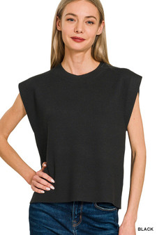 Zenana Round Neck Viscose Sweater Vest