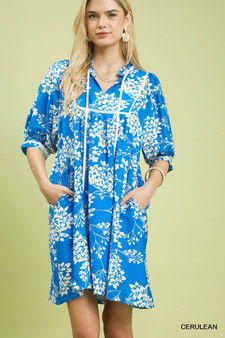 Umgee Floral Babydoll Dress with Pockets