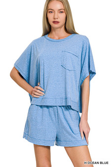 Zenana Exposed Seam Boxy Top & Shorts Set
