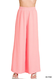 Zenana Woven Airflow Elastic Waistband Pants