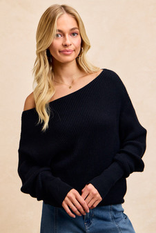 BiBi Waffle Knit Off Shoulder Top