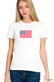 Zenana American Flag Tee