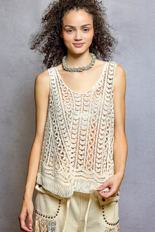 POL Crochet Fringe Hem Tank Top