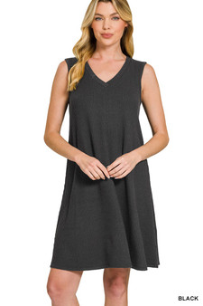 Zenana Raised Rib Sleeveless Mini Dress
