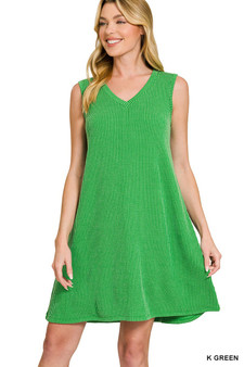Zenana Raised Rib Sleeveless Mini Dress