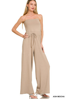 Zenana Tube Top Jumpsuit with Drawstring Waist