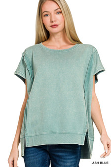 Zenana French Terry Acid Washed  Hi-low Top