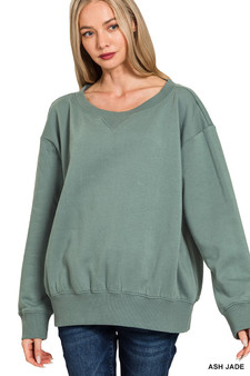 Zenana Fleece Boat Neck Sweatshirt