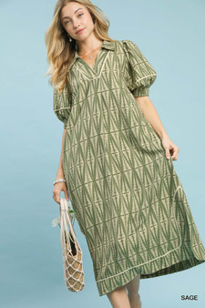 Umgee Geometric Print Midi Dress