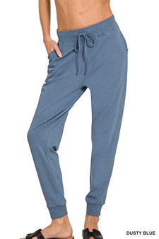 Zenana Drawstring Cotton Joggers with Pockets