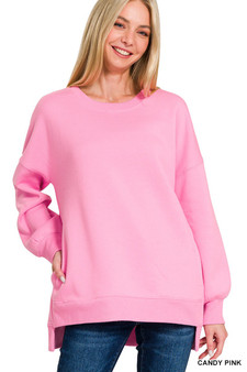 Zenana Fleece Hi-low Boyfriend Sweatshirts with Pockets