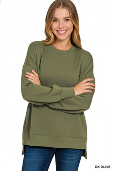 Zenana Fleece Hi-low Boyfriend Sweatshirts with Pockets