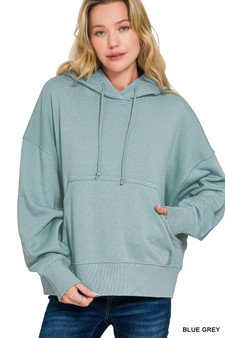 Zenana Oversized Fleece Kangaroo Pocket Hoodie