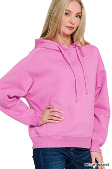 Zenana Drawstring Relaxed Fit Fleece Hoodie