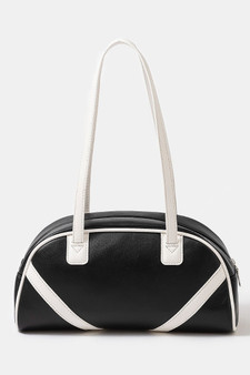 Fame Stripe Accent Faux Leather Hand Bag