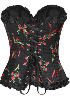 Camisole Leather Punk Corset Gothic Black Front Lace-Up Tummy Fitting Corset  - The Little Connection