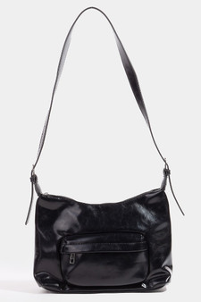 Fame Glossy Faux Leather Shoulder Bag