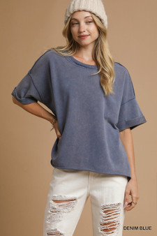Umgee Mineral Wash Round Neck Top