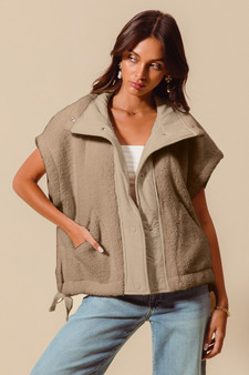 SO ME Over Sized Soft Sherpa Fur Sleeveless Vest Jacket