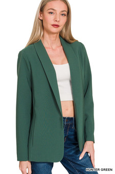 Zenana Woven Long Sleeve Blazer With Lining