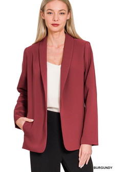 Zenana Woven Long Sleeve Blazer With Lining