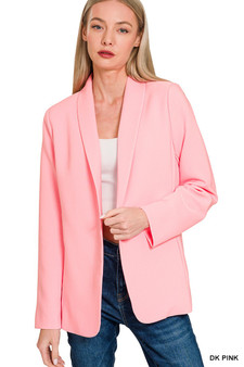 Zenana Woven Long Sleeve Blazer With Lining