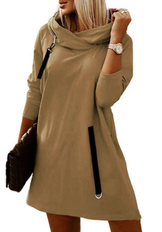 Fall/Winter Women's Loose Zip Hooded Long Sleeve Dress