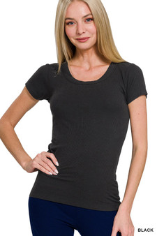 Zenana Ribbed Round Neck Short Sleeve T-Shirt