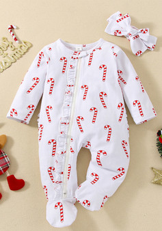 Newborn Boys and Girls Festive Christmas Covered Foot Bodysuit Children's Clothing