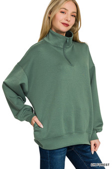 Zenana Scuba Quarter-Zip Sweatshirt