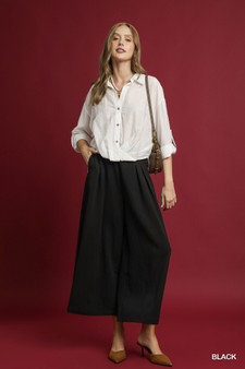 Umgee Elastic Waist Wide Leg Pants