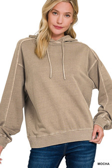 Zenana French Terry Pigment Dye & Enzyme Washing Hoodie
