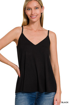 Zenana Two-Way V and Scoop Neck Reversible Spaghetti Cami