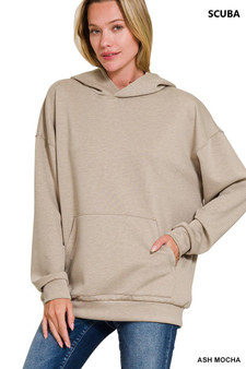 Zenana Oversized Scuba Hoodie with Kangaroo Pocket