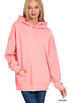 Zenana Oversized Scuba Hoodie with Kangaroo Pocket
