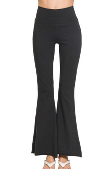 Zenana Raw Edge Hem Flare Yoga Pants