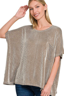 Zenana Corded Rib Oversized Short Sleeve Top