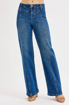 RISEN Seam Detail Wide Leg Jeans