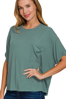 Zenana Oversized Ribbed Round Neck Short Sleeve Tee